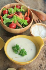 soup with vegetable salad