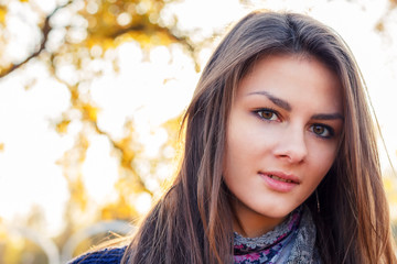 beautiful girl at sunset