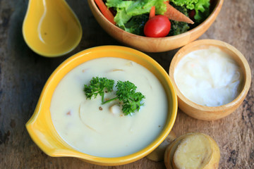 soup with vegetable salad