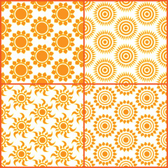 Set of Retro Seamless pattern with sun. Vector illustration.