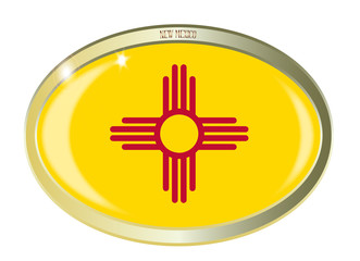 New Mexico State Flag Oval Button