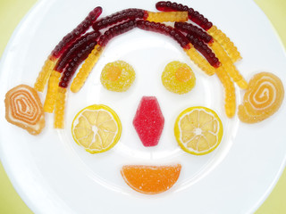 creative marmalade fruit jelly sweet food clown form