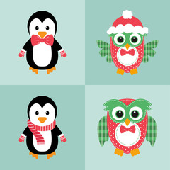 penguin and owl set
