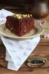 chocolate cake with zucchini and walnuts