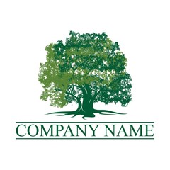 Oak Tree Logo Design Vector. Tree logo concept of a stylised tree with leaves in a circle. 