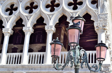 column facade of the Ducal Palace in Venice, Italy