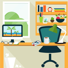 Conceptual illustration template of office room.Vector