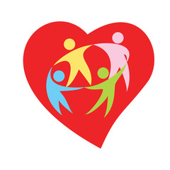 Family heart logo vector 