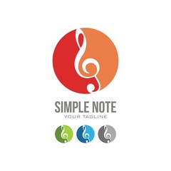 Simple Note Shaped Circle Logo Design. Music logo vector. Musical key note template logo for a recording company or school. Clef logo template.