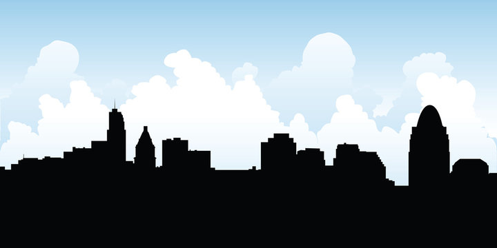 Skyline silhouette of the city of Cincinnati, Ohio, USA.