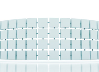 Connected cubes 3d network illustration