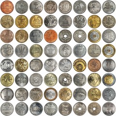 Background of old coins from different countries