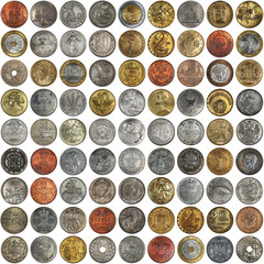 Background of old coins from different countries