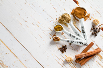 Selection of spices for christmas and thanksgiving