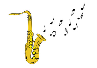 Fototapeta na wymiar Saxophone with notes