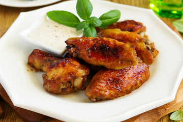 Baked in soy sauce chicken wings.