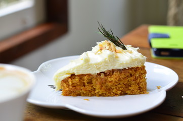 cheesecake slice on the table in relax time