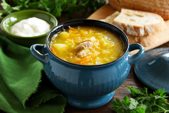 Schi- traditional Russian cabbage soup.