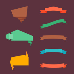 Collection of flat style ribbons and banners.