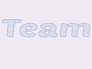 team written as a sketch on paper