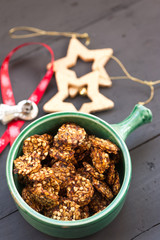 Raw biscuits with fruits and seeds