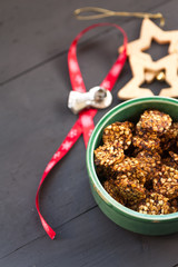 Raw biscuits with fruits and seeds