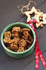 Raw biscuits with fruits and seeds