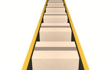 Belt Conveyor With Boxes