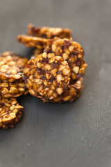 Raw biscuits with fruits and seeds