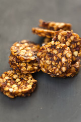 Raw biscuits with fruits and seeds