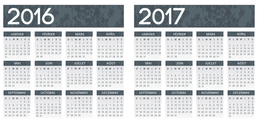 French textured grey calendar 2016 2017