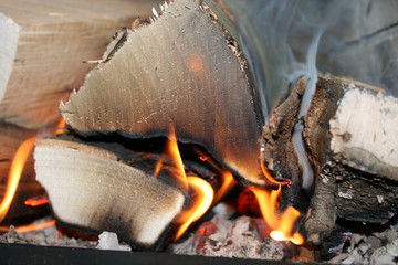 brennendes Holz im Kamin