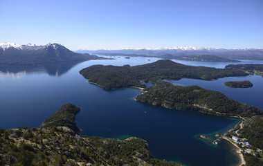Aerial view of Lake Nahuel Huapi. Nahuel Huapi National Park, San Carlos de Bariloche, Patagonia, Argentina.