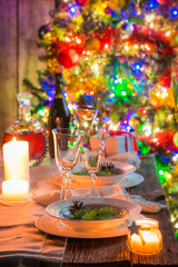 Fototapeta na wymiar Beautiful Christmas table setting
