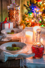 Traditionally Christmas table setting