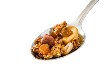 Granola in spoon