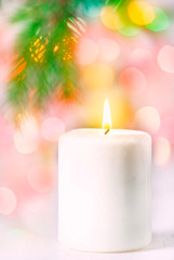 Obraz na płótnie Canvas Christmas white candle