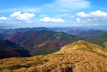 The fascinating landscape of the mountain ranges of the Carpathi
