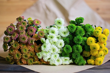 bouquet of chrysanthemums on the table