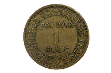 one franc ,1921, France coin