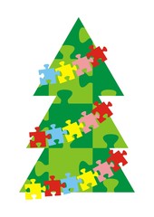christmas tree, puzzle, vector illustration