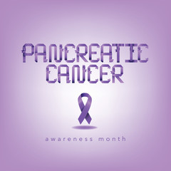 Pancreatic cancer awareness purple ribbon design. EPS 10 vector royalty free stock illustration 