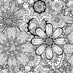 Seamless Contour Floral Pattern