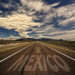 Desert Road With the Word Mexico