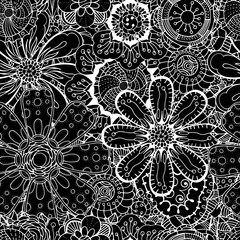 Seamless Contour Floral Pattern