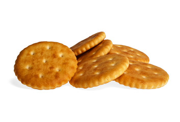 Cracker cookies isolated on white background
