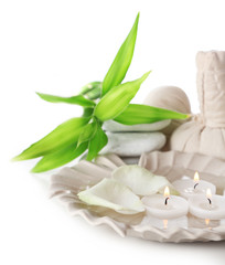 Beautiful composition of spa treatment, isolated on white