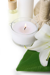 Beautiful composition of spa treatment, isolated on white