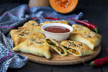 Samosa with pumpkin - traditional oriental pastries