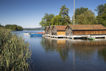 Alte Bootshäuser, Wahrzeichen von Seehausen am Staffelsee
